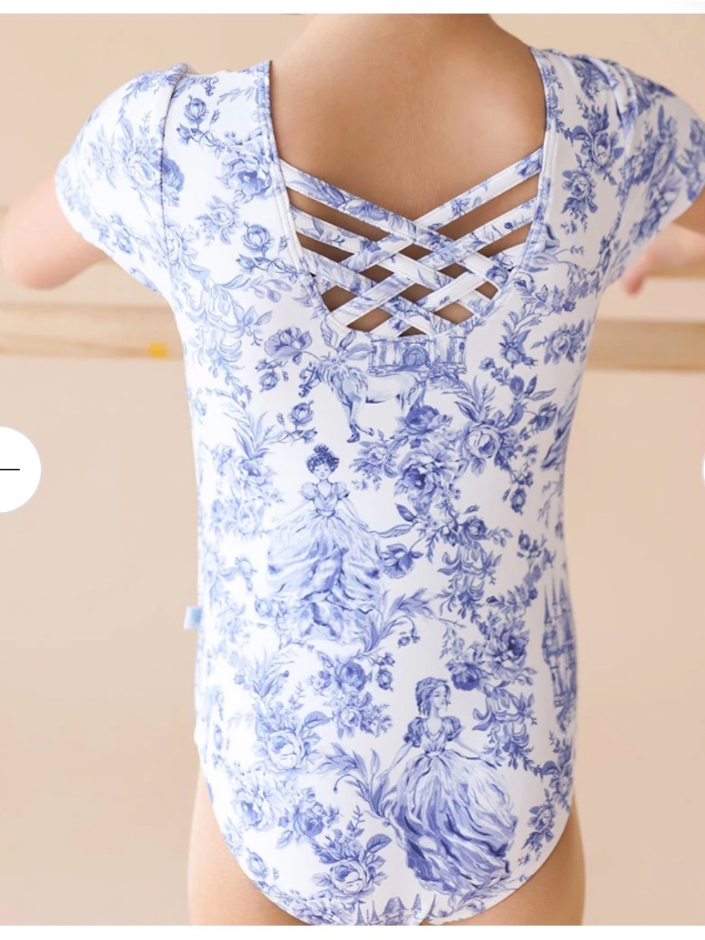 Posh Peanut Blue and White Floral Leotard - 4t - Picture 2 of 2